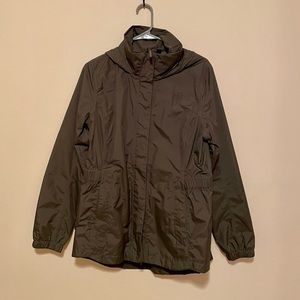 The North Face olive green rain jacket, L